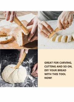 KASTWAVE Bread Slashing Tool, Dough Scoring Lame with Wood Handle Bread Bakers Cutter Dough Making Razor with 5 Blades for Bread Baking DIY Dough Making Razor Bread Bakeware Kitchen Cake Dessert Shop  - Image 4