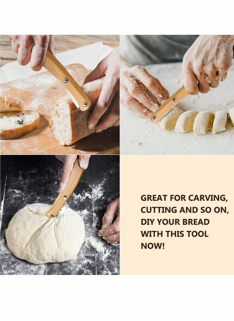 KASTWAVE - Bread Slashing Tool, Dough Scoring Lame with Wood Handle Bread Bakers Cutter Dough Making Razor with 5 Blades for Bread Baking DIY Dough Making Razor Bread Bakeware Kitchen Cake Dessert Shop - Image 1
