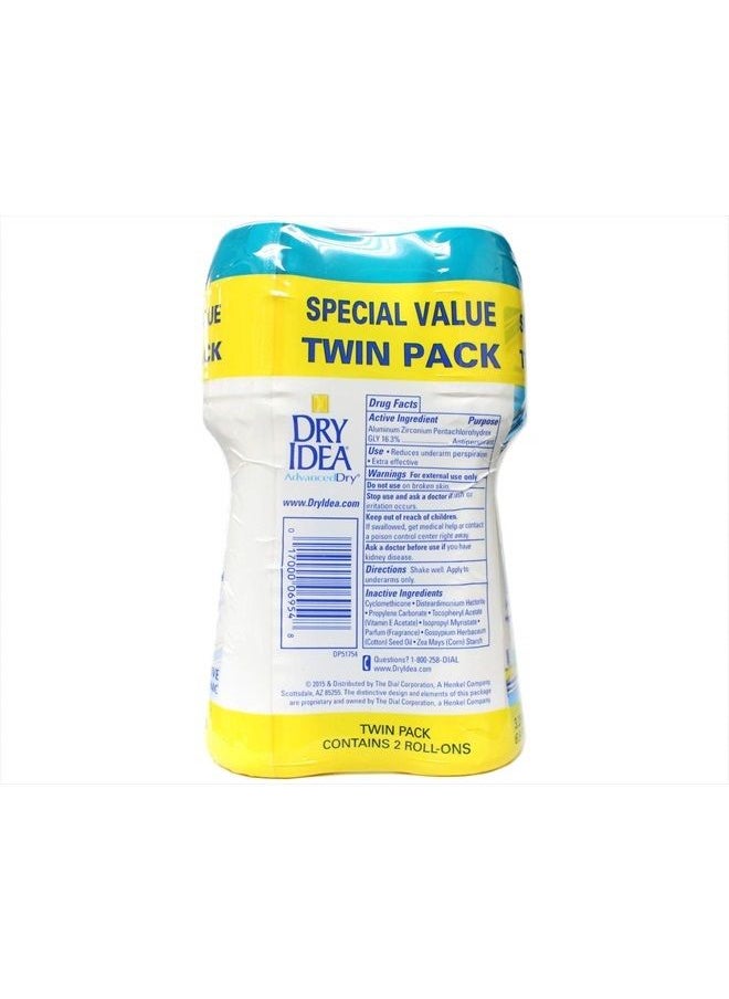 Dry Idea Advanced Dry Idea Roll On Antiperspirant and Deodorant, Unscented, Twin Pack - 3.25 Oz Ea  - Image 2