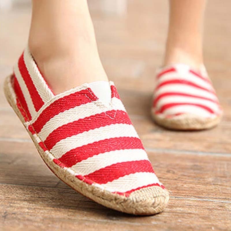 Linen Slip-On Fisherman Shoes for Men and Women - Breathable Woven Casual Canvas Shoes, Round Toe, Flat Heel, Unisex, Spring Summer Fall