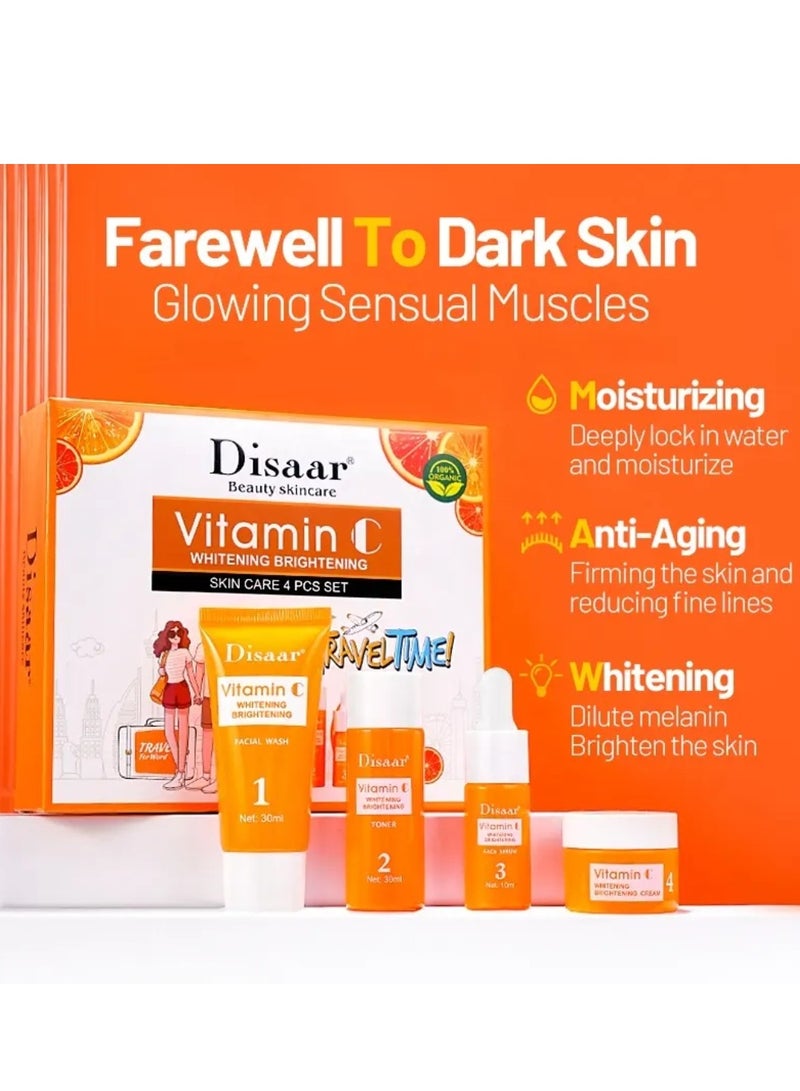 Disaar مجموعة العناية بالبشرة المشرقة والمبيضة بفيتامين C: منظف الوجه، تونر، سيروم وكريم مرطب، مجموعة فيتامين C لمكافحة الشيخوخة - Image 3