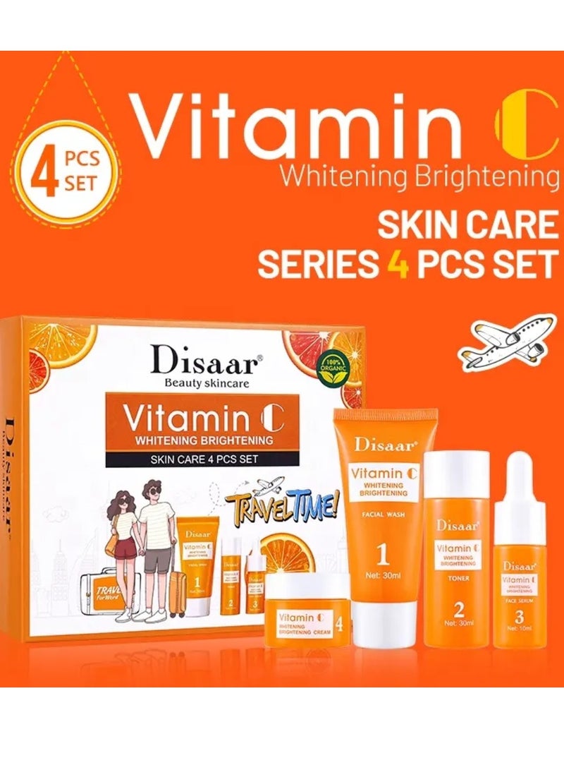Disaar مجموعة العناية بالبشرة المشرقة والمبيضة بفيتامين C: منظف الوجه، تونر، سيروم وكريم مرطب، مجموعة فيتامين C لمكافحة الشيخوخة - Image 2