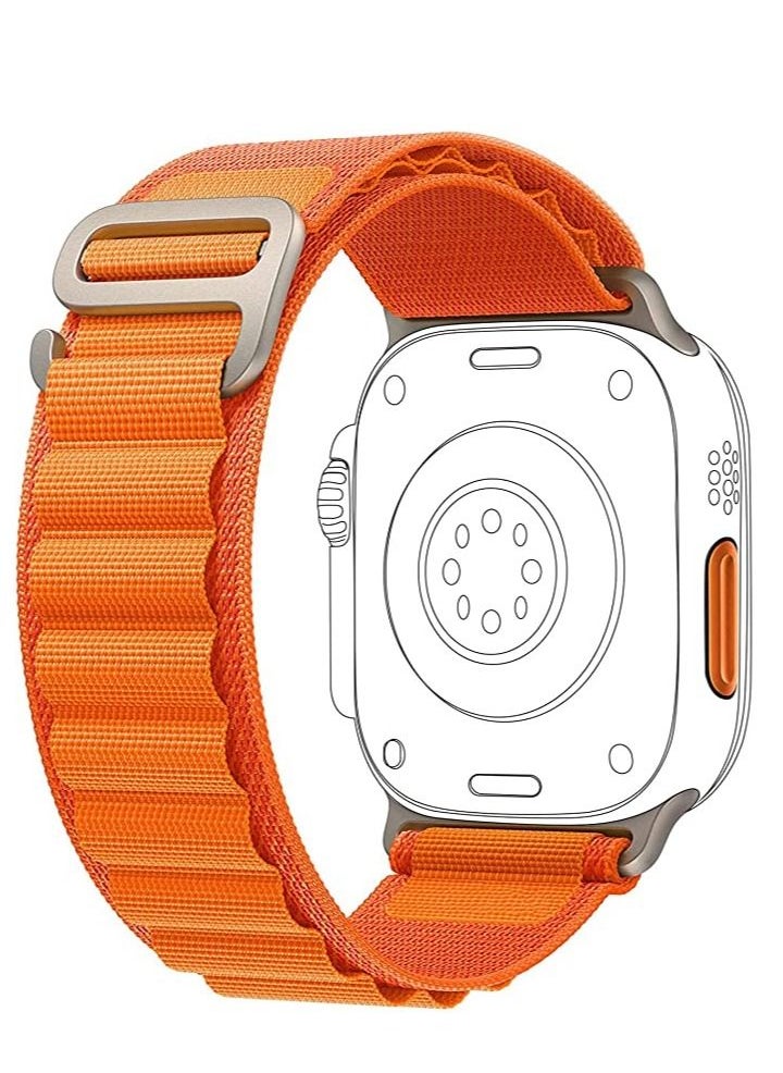 Generic Alpine Loop strap for Apple watch band Ultra 49mm 44mm 45mm nylon bracelet Sport Strap with Metal Steel G‑Hook For iWatch series 7 6 5 4 8 Se - Orange  - Image 1