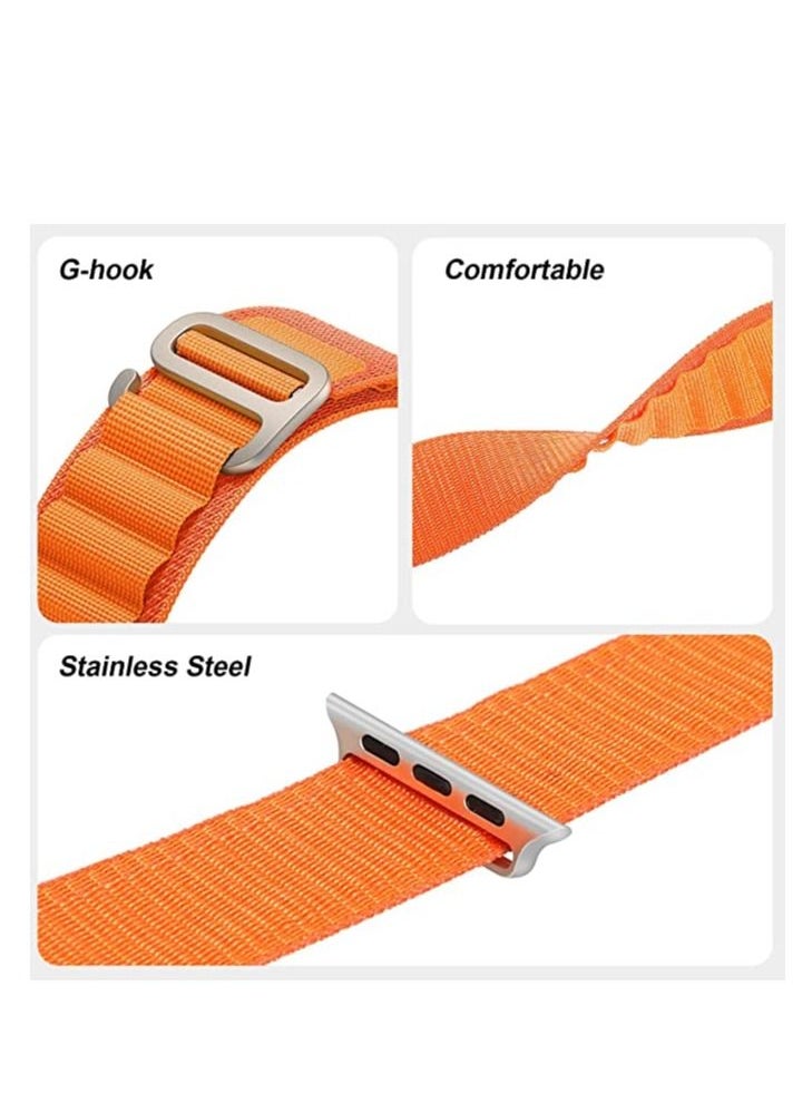 Generic Alpine Loop strap for Apple watch band Ultra 49mm 44mm 45mm nylon bracelet Sport Strap with Metal Steel G‑Hook For iWatch series 7 6 5 4 8 Se - Orange  - Image 3