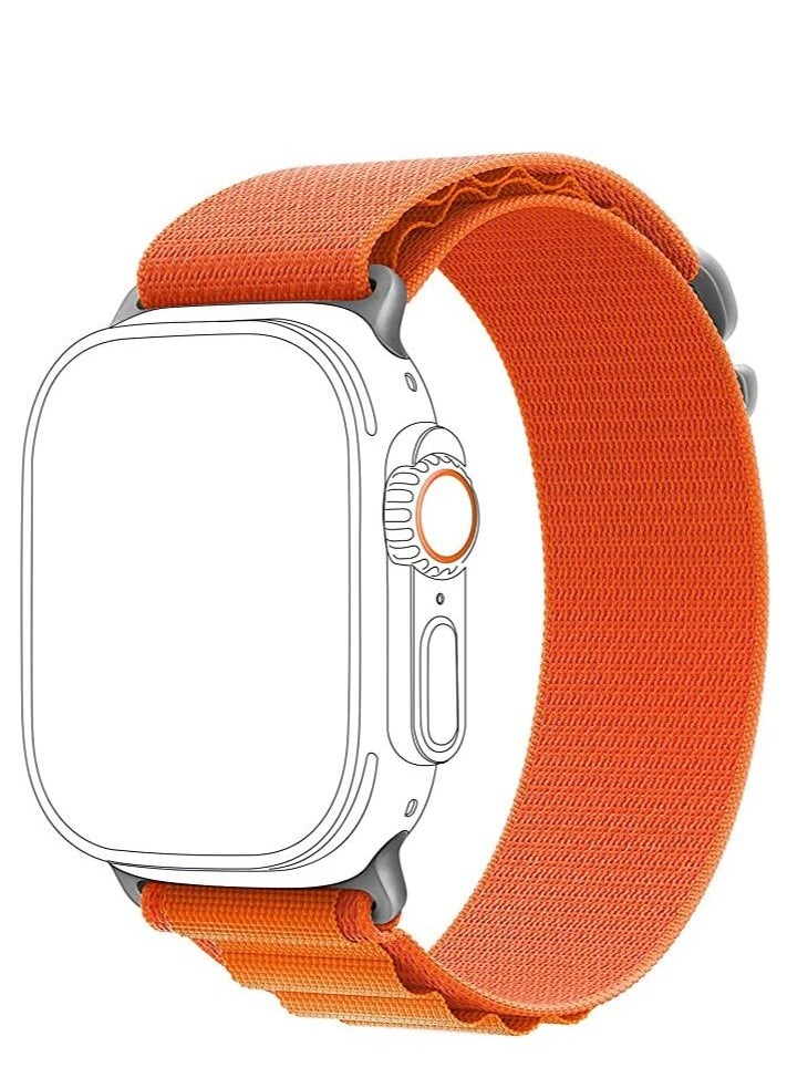 Generic Alpine Loop strap for Apple watch band Ultra 49mm 44mm 45mm nylon bracelet Sport Strap with Metal Steel G‑Hook For iWatch series 7 6 5 4 8 Se - Orange  - Image 2