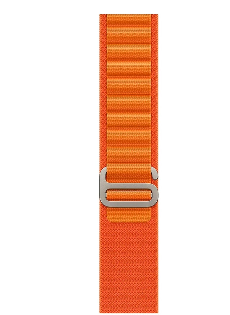 Generic Alpine Loop strap for Apple watch band Ultra 49mm 44mm 45mm nylon bracelet Sport Strap with Metal Steel G‑Hook For iWatch series 7 6 5 4 8 Se - Orange  - Image 4