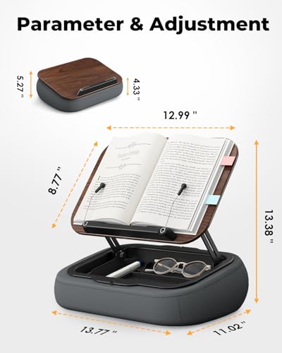 SupeDesk Lap Beanbag Book Stand with Storage, Adjustable Reading Pillow for Bed & Desk, Multi-Angle Book Stand Pillow Holder, Hands-Free Lap Reading Stand for Book,iPad, Tablet, Book Lover Essential - Image 3