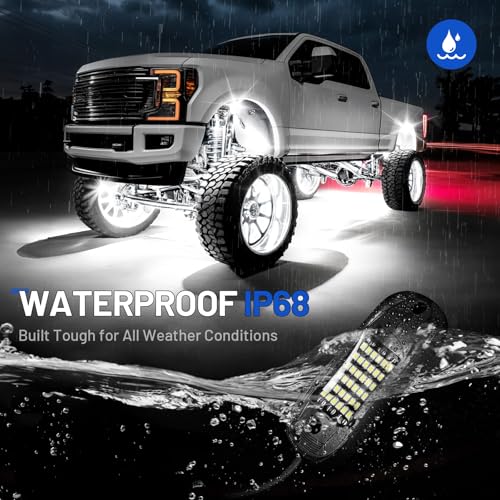 icicar 25 Pods 6500k White Rock Lights, IP68 Waterproof 36 LEDs SMD Chips Underglow Kit for Truck Pickup SUV UTV ATV RZR Car Boats - Image 3