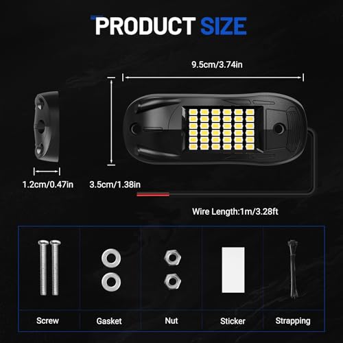 icicar 25 Pods 6500k White Rock Lights, IP68 Waterproof 36 LEDs SMD Chips Underglow Kit for Truck Pickup SUV UTV ATV RZR Car Boats - Image 5