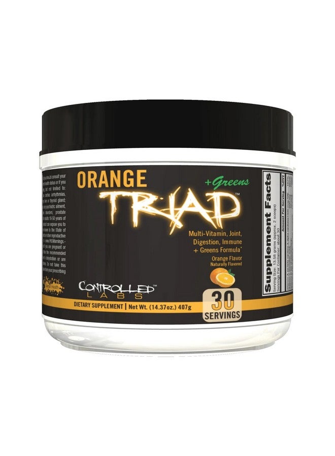 CONTROLLED LABS Orange Triad Plus Greens for Men and Women, 30 Servings Iron Free Sports Supplement for Overall Health, Multivitamin, Digestion, Immune System, and Joint Health - Image 1