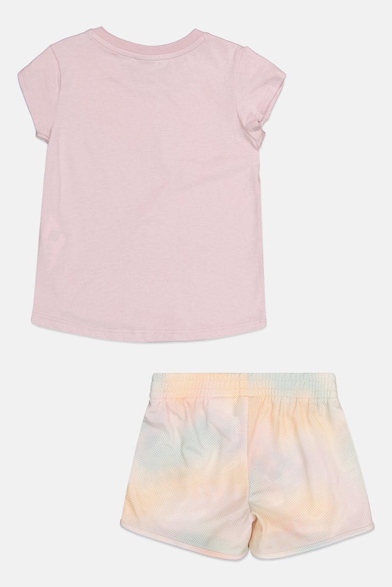 PUMA Kids Girl 2pcs Jersey Short Sleeve Tee And Tricot Short Set, Multicolor - Image 2