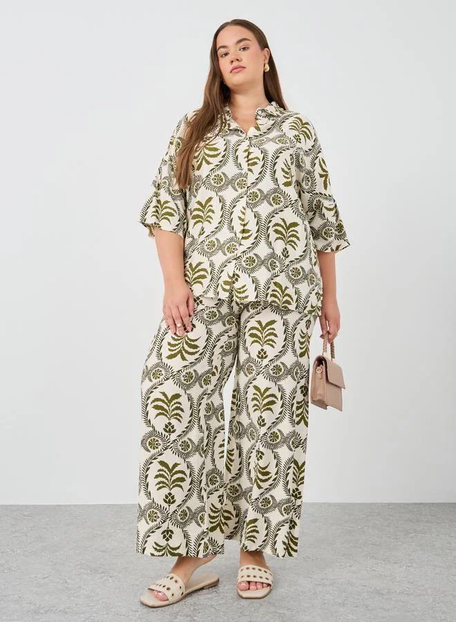 ستايلي Styli Plus Size Oversized Shirt and Pants Co-Ords