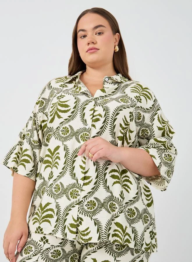 ستايلي Styli Plus Size Oversized Shirt and Pants Co-Ords