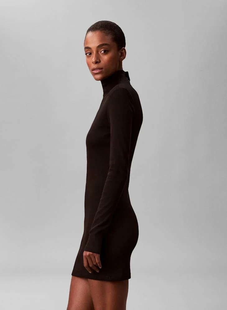 Calvin Klein Jeans Long Sleeve High Neck Bodycon Mini Dress