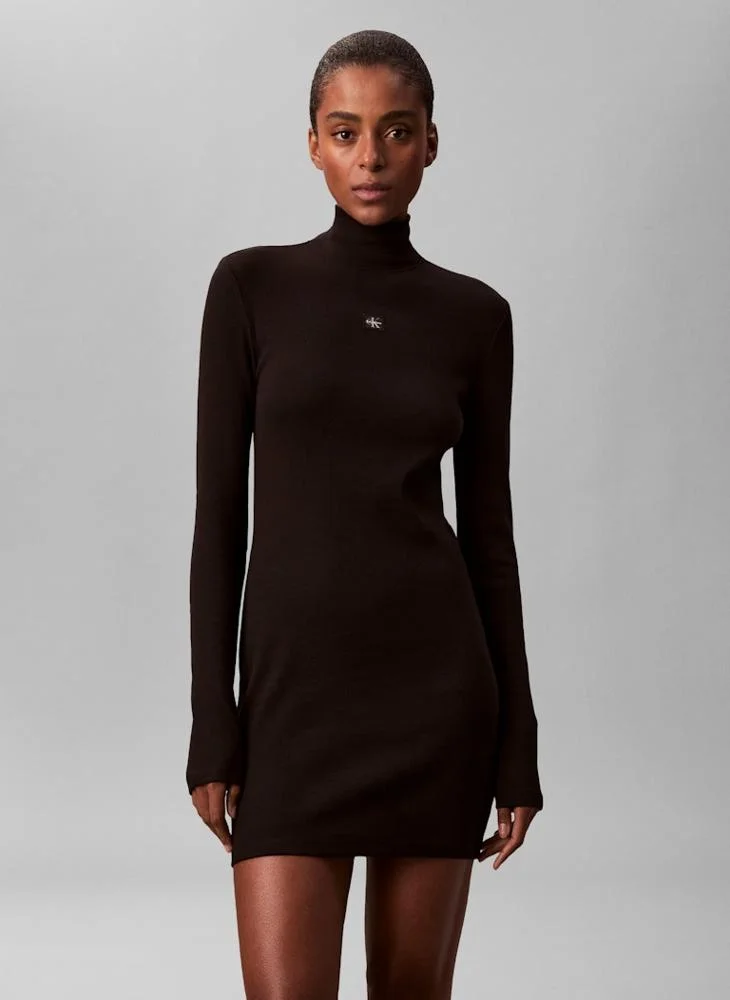 Calvin Klein Jeans Long Sleeve High Neck Bodycon Mini Dress