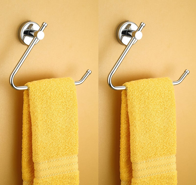 iSTAR Stainless Steel Chrome Finished Half Square Towel Ring Napkin Holder Towel Hanger Pack of 2 - Image 1