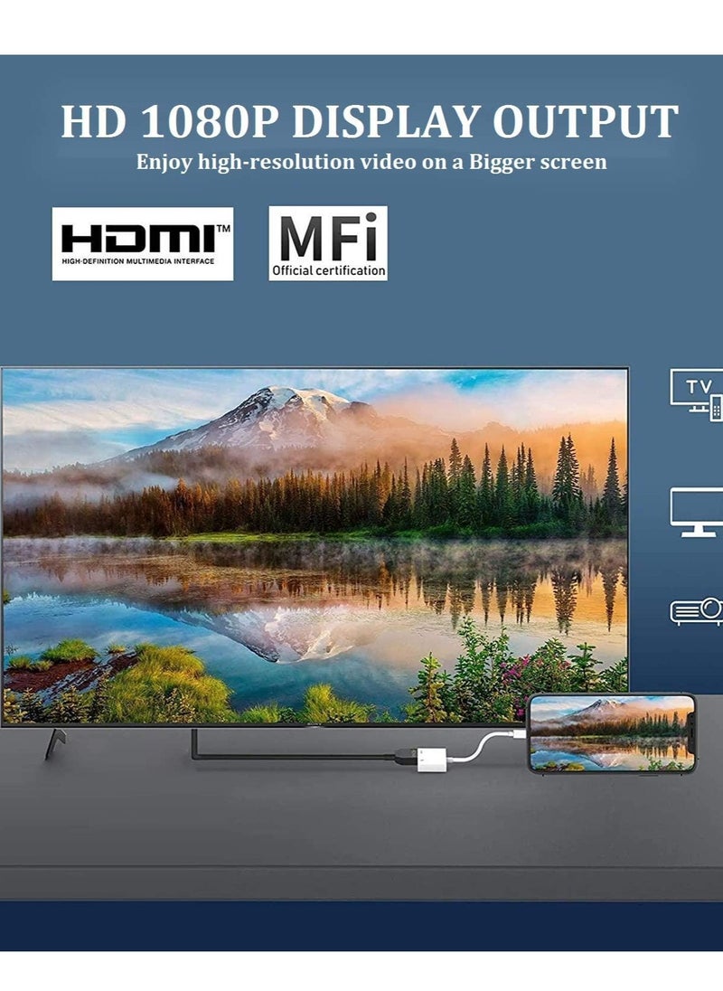 Generic - [Apple MFi Certified] Lightning to HDMI Adapter for iPhone to TV – 1080P Digital AV Adapter Sync Screen Connector Cable - Image 1