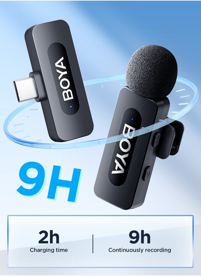 BOYA - BOYA BY-V10 Wireless Lavalier Lapel Microphone for Android Smartphone Laptop - Omnidirectional USB C Condenser Video Recording Mic for Interview Podcast Vlog - Image 1