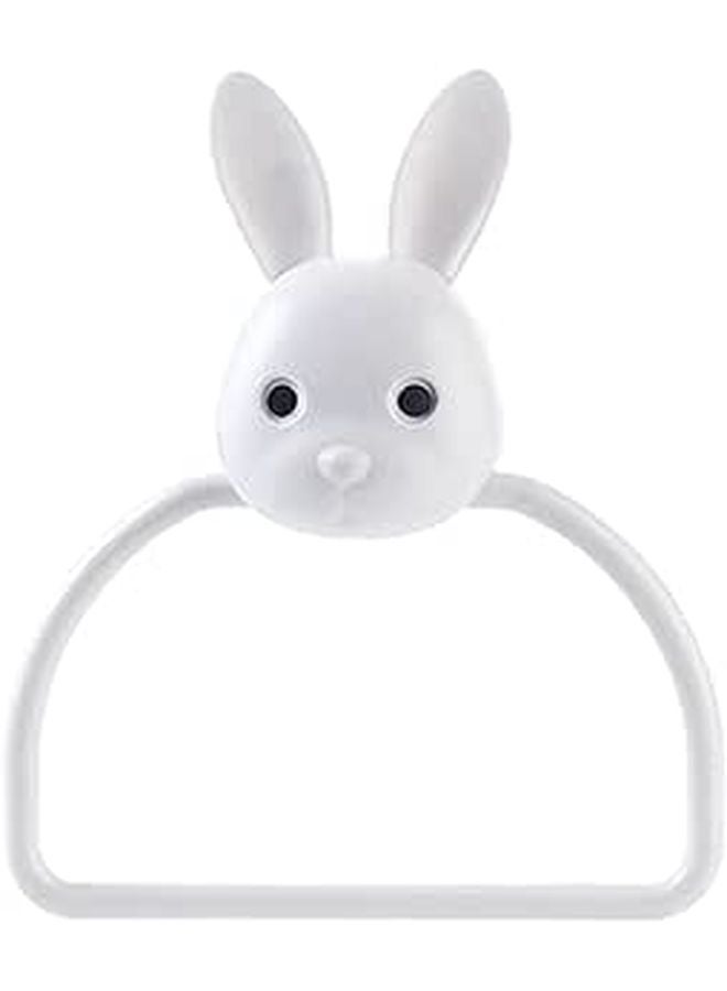 Self Adhesive Rabbit Towel Ring Holder Wall Mounted Non Marking Adhesive Towel Storage Rack - Image 1