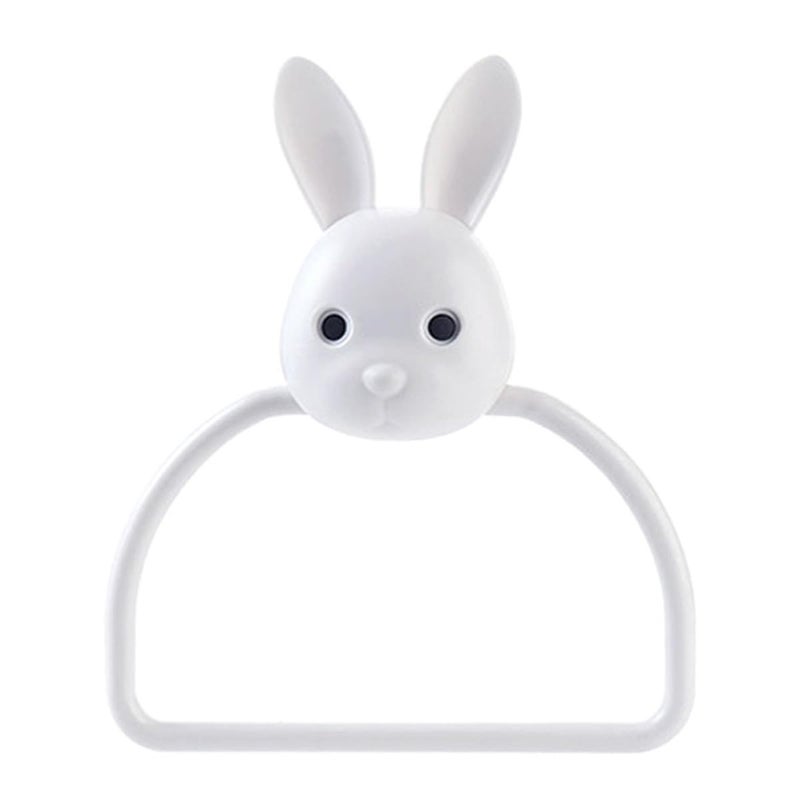 Self Adhesive Rabbit Towel Ring Holder Wall Mounted Non Marking Adhesive Towel Storage Rack - Image 2
