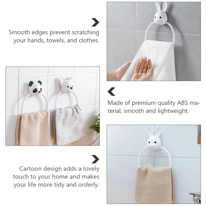 Self Adhesive Rabbit Towel Ring Holder Wall Mounted Non Marking Adhesive Towel Storage Rack - Image 4