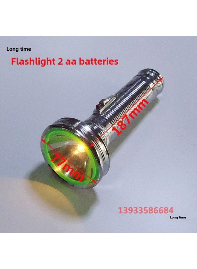 Old-fashioned Iron Flashlight No. 1, No. 2, No. 5 Battery Yellow Tungsten Bulb Glass Sheet  -Product Specifications:(small) No. 2 2 Small Head Green Edge + 5 Bulbs Without Battery - Image 5