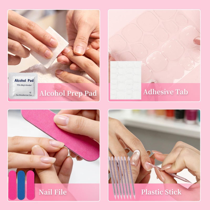 ANGNYA 20PCS 9-IN-1 Press On Nail Tool Kit: Instruction Cards, Pink Cards, Sticky Tapes, Nail Glue, Adhesive Tabs, Mini Nail File, Acrylic Sticks, Prep Pads and Bags, Nail Prep Kit for Nail Business - Image 5