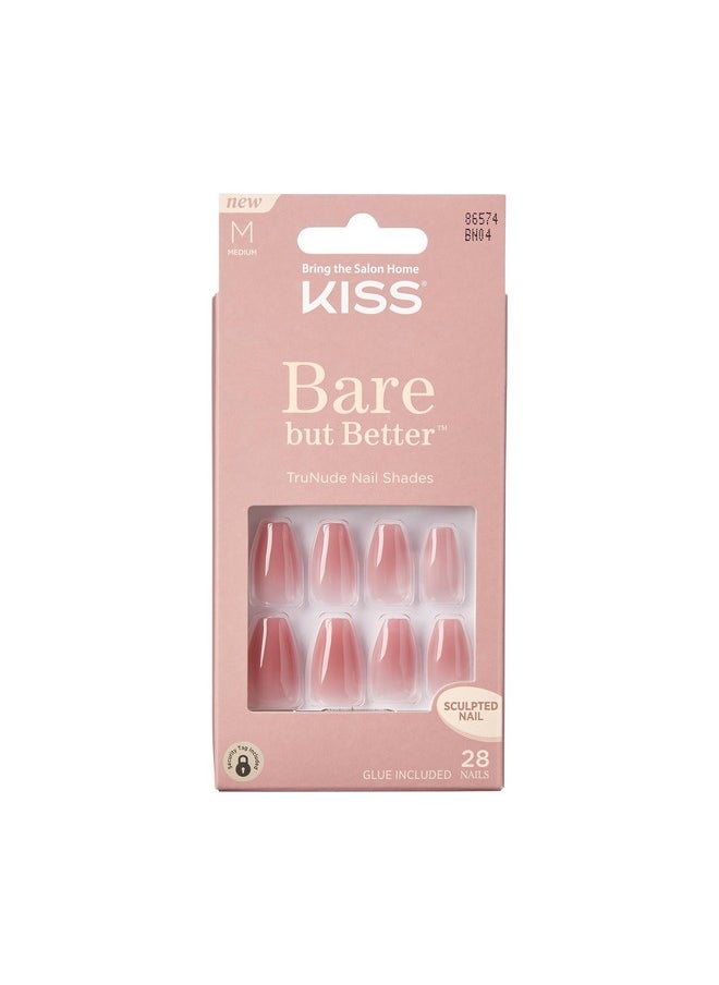 كيس - مجموعة مانيكير أظافر KISS Bare But Better TruNude ذات الألوان الطبيعية، 28 لونًا، مقاومة للتشقق والتلطخ، مثبتة بالغراء - Image 1