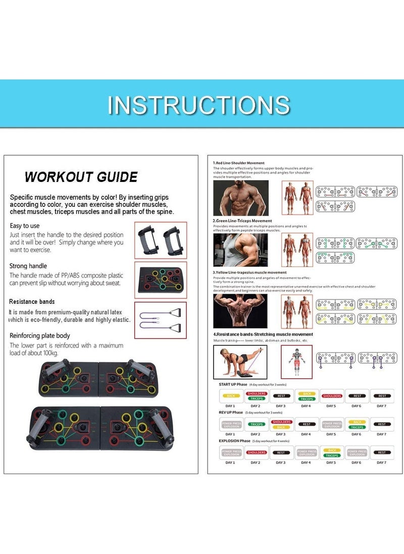 IRIS - IRIS 13 in 1 Push Up Rack Board With Fitness Bands, Multifunction Home Workout Muscle Board, Gym Exercise Equipment Press Up Board for Men Women Strength Training - Image 1