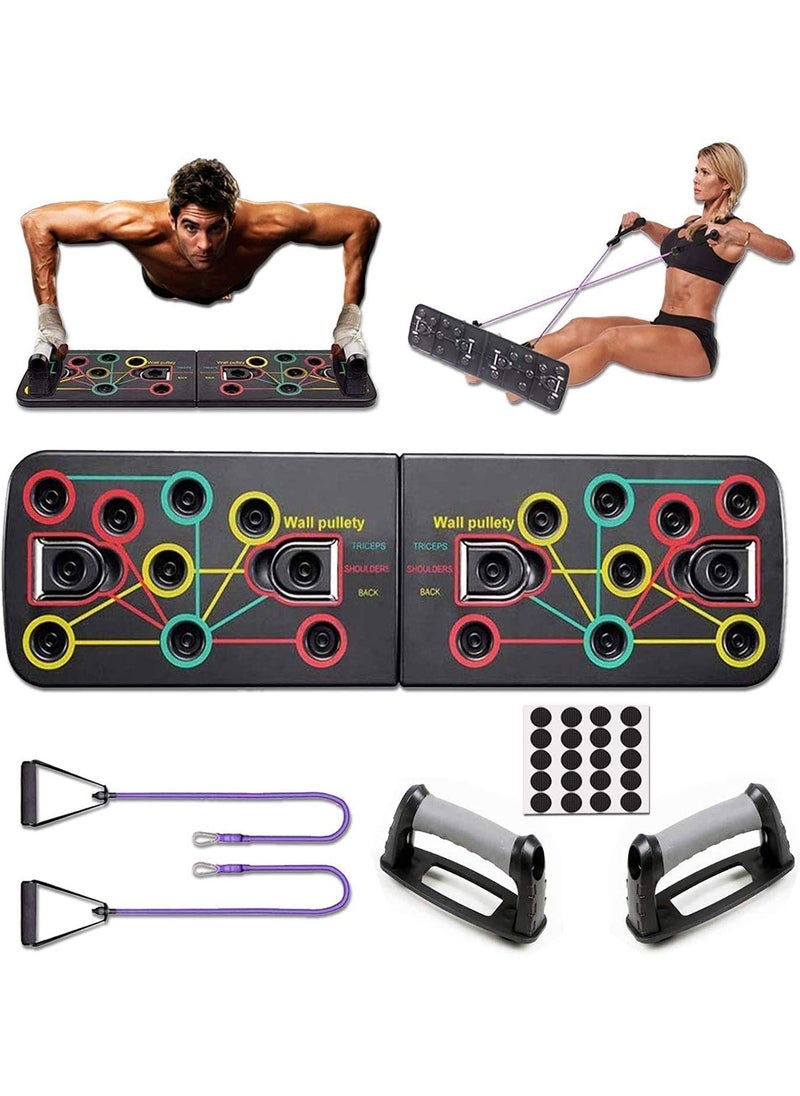 IRIS - IRIS 13 in 1 Push Up Rack Board With Fitness Bands, Multifunction Home Workout Muscle Board, Gym Exercise Equipment Press Up Board for Men Women Strength Training - Image 1