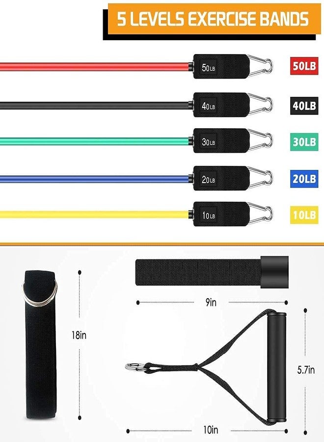 Dezna Unbreakable Resistance Band for Exercise (11pc)| 100% Natural Latex Fitness Resistance Tube | Resistance Bands for Workout for Men & Women - Image 2