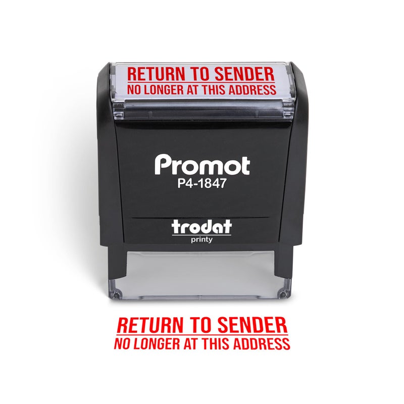 Promot Return to Sender No Longer at This Address - Self Inking Rubber Stamp - Image 1