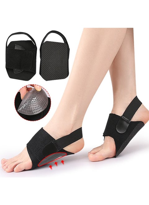 Arch Support Braces for Plantar Fasciitis Relief, Non-Slip Wearable Arch Support Inserts with Built-in Orthotics, Adjustable Bands and Gel pads for Flat Feet High & Fallen Arch, 1 Pair Black