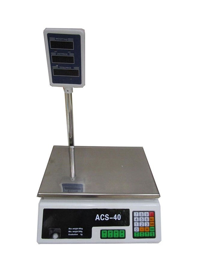 Electronic scale that calculates the price, black/white/silver, 40 kg  - Image 1