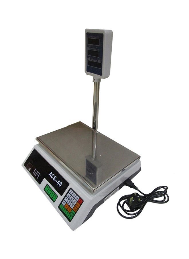Electronic scale that calculates the price, black/white/silver, 40 kg  - Image 2