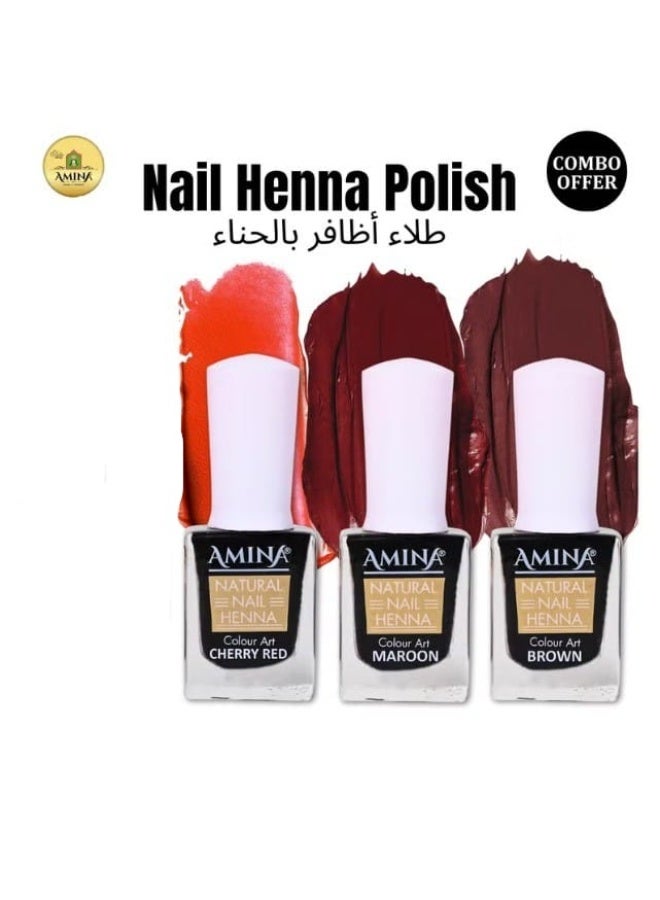 Amina Instant Nail Henna Mehendi Bottle 3PCS COMBO – Dark Brown, Cherry Red & Maroon | Halal Nail Polish | Long Lasting Nail Colour for Women - Image 5