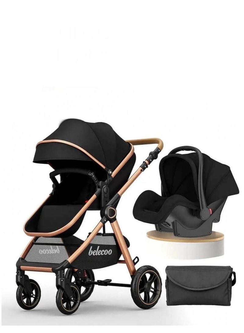 Belecoo All‑in‑One 3‑in‑1 Luxury Stroller Travel System – Newborn to Toddler, Includes Car Seat & Carry Bag - Image 1