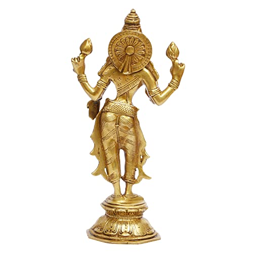 ARTVARKO Brass Maa Laxmi Murti Lakshmi Standing Blessing Idol Statue for Home Office Mandir Décor Puja Vaastu 10 Inch - Image 5