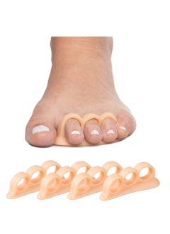 Generic 2 pairs Hammertoe Corrector Gel Toe Straighteners with 3 Separator Loops - Realign Bent, Crooked, Curled, Claw, Hammer Toes - Cushion Crest for Men and Women - Beige  - Image 1
