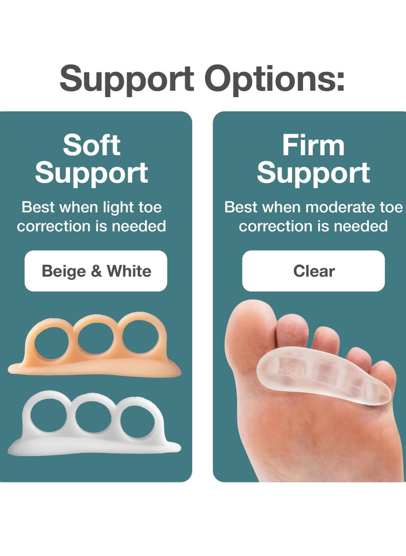 Generic 2 pairs Hammertoe Corrector Gel Toe Straighteners with 3 Separator Loops - Realign Bent, Crooked, Curled, Claw, Hammer Toes - Cushion Crest for Men and Women - Beige  - Image 4