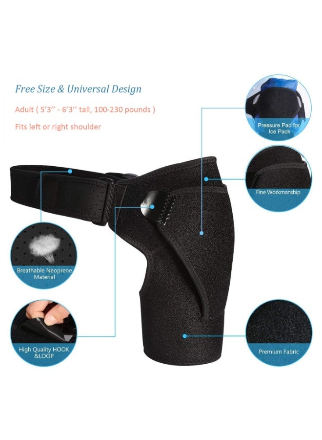 Chabeia Shoulder Support Brace with Pressure Pad for Men Women, Adjustable Shoulder Brace for Torn Rotator Cuff, Tendonitis, Dislocation, AC Joint, Bursitis, Labrum Tear, Pain, Fits Right or Left Shoulder（Black） - Image 2