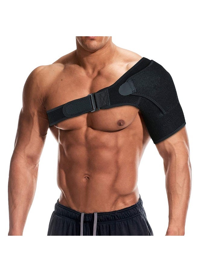 Chabeia Shoulder Support Brace with Pressure Pad for Men Women, Adjustable Shoulder Brace for Torn Rotator Cuff, Tendonitis, Dislocation, AC Joint, Bursitis, Labrum Tear, Pain, Fits Right or Left Shoulder（Black） - Image 1