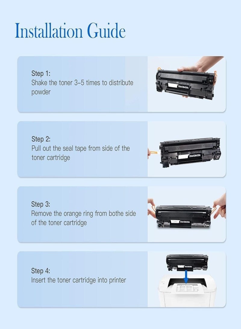حبتين خرطوشة حبر 85A CE285A متوافقه مع طابعات اتش بي ليزر جيت P1006 P1102 P1102W P1109w MFP M1212nf M1217nfw وطابعات كانون ايميجكلاس LBP6000 LBP6030W MF3010 (اسود) CB435A/CB436A CANON 712/CANON 713/CANON 725 - Image 4