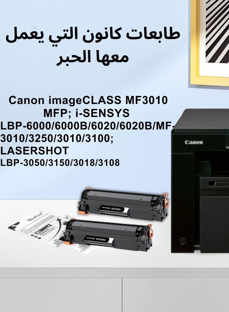 حبتين خرطوشة حبر 85A CE285A متوافقه مع طابعات اتش بي ليزر جيت P1006 P1102 P1102W P1109w MFP M1212nf M1217nfw وطابعات كانون ايميجكلاس LBP6000 LBP6030W MF3010 (اسود) CB435A/CB436A CANON 712/CANON 713/CANON 725 - Image 3