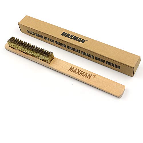 MAXMAN Brass Brush 3Pcs, Soft Brass Bristle Wire Brush for Cleaning Metal Rust, Welds, Home and Kitchen, Wire Scratch Brushes with 10" Beechwood Handle - Image 2