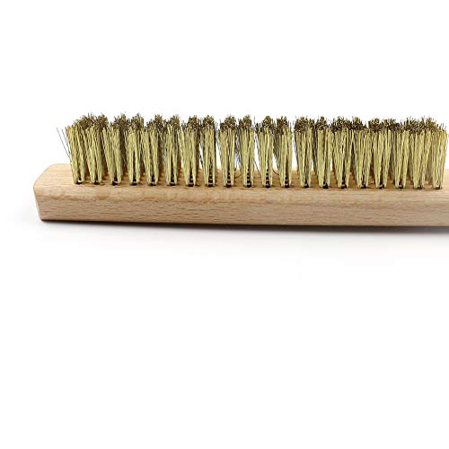 MAXMAN Brass Brush 3Pcs, Soft Brass Bristle Wire Brush for Cleaning Metal Rust, Welds, Home and Kitchen, Wire Scratch Brushes with 10" Beechwood Handle - Image 3