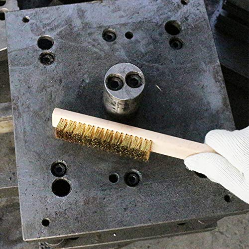MAXMAN Brass Brush 3Pcs, Soft Brass Bristle Wire Brush for Cleaning Metal Rust, Welds, Home and Kitchen, Wire Scratch Brushes with 10" Beechwood Handle - Image 5