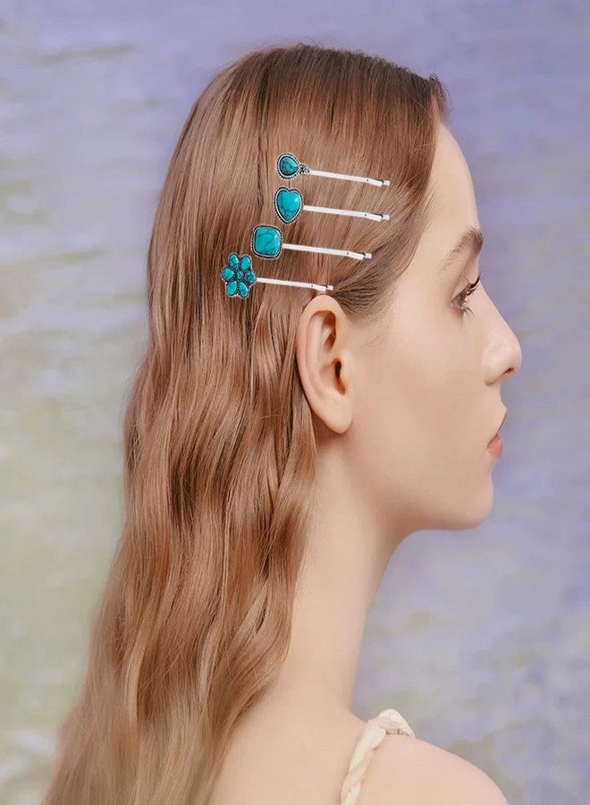 7 قطع من دبابيس الشعر الفيروزية المزخرفة بتصميم كلاسيكي، مشابك شعر معدنية فضية، دبابيس شعر من سبيكة معدنية عتيقة للنساء والفتيات، أدوات تصفيف الشعر، دبابيس شعر، إكسسوارات شعر - Image 4