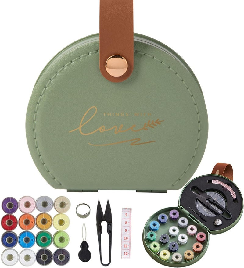 Curated Cart Portable Sewing Kit Combo - Sui Dhaga Kit Organizer - Thread, Scissors, Needles, Pins, Measuring Tape, Thimble - DIY Travel & Home Sewing Repair Set - Sewing Thread Box Mini Set - Image 1