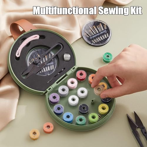 Curated Cart Portable Sewing Kit Combo - Sui Dhaga Kit Organizer - Thread, Scissors, Needles, Pins, Measuring Tape, Thimble - DIY Travel & Home Sewing Repair Set - Sewing Thread Box Mini Set - Image 4